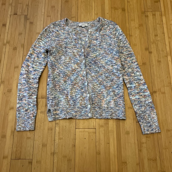 LOFT Blue and Gray Knit Cardigan Sweaters - Picture 1 of 2